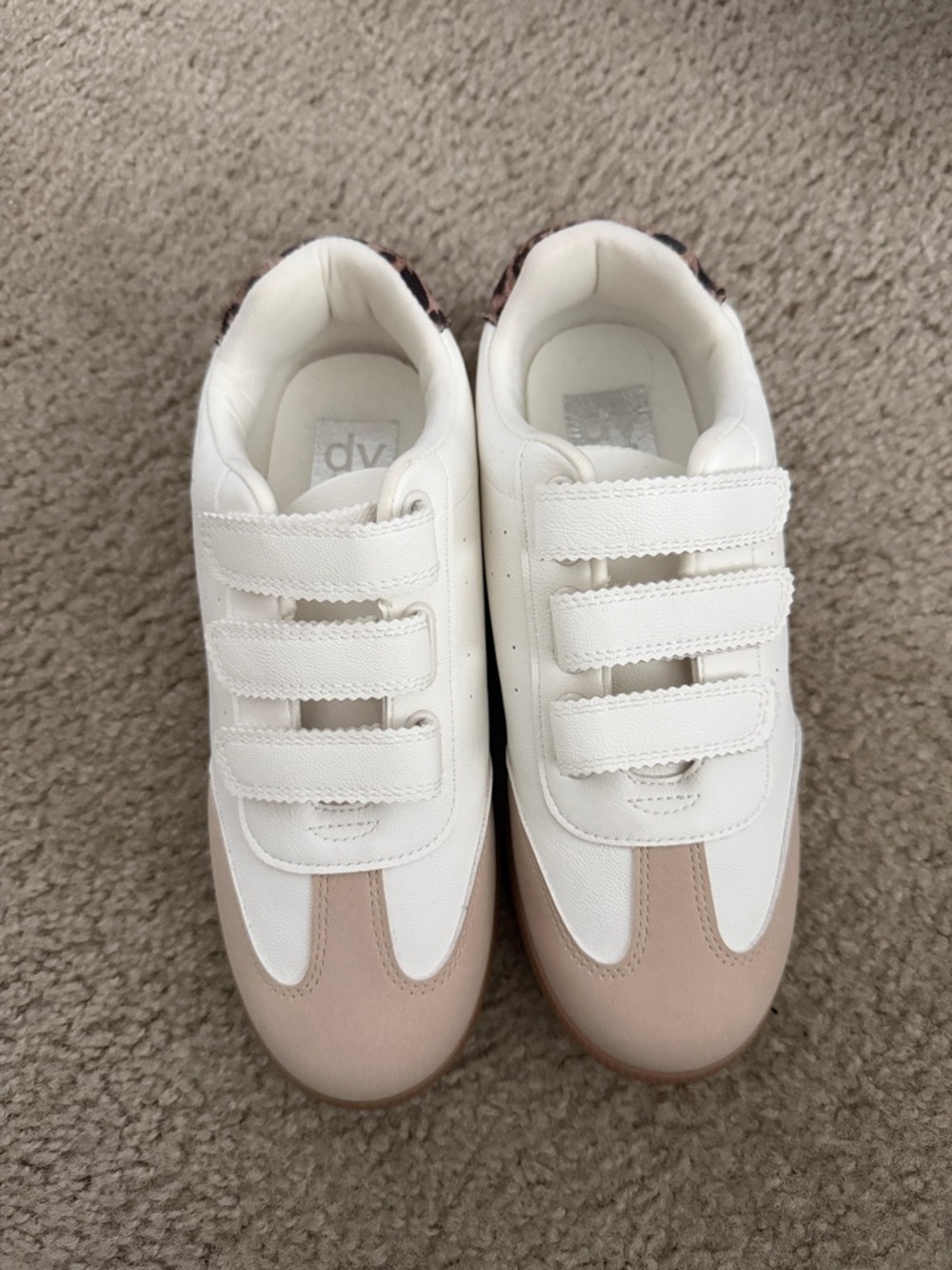 DV by Dolce Vita White and Blush Velcro Casual Sneakers